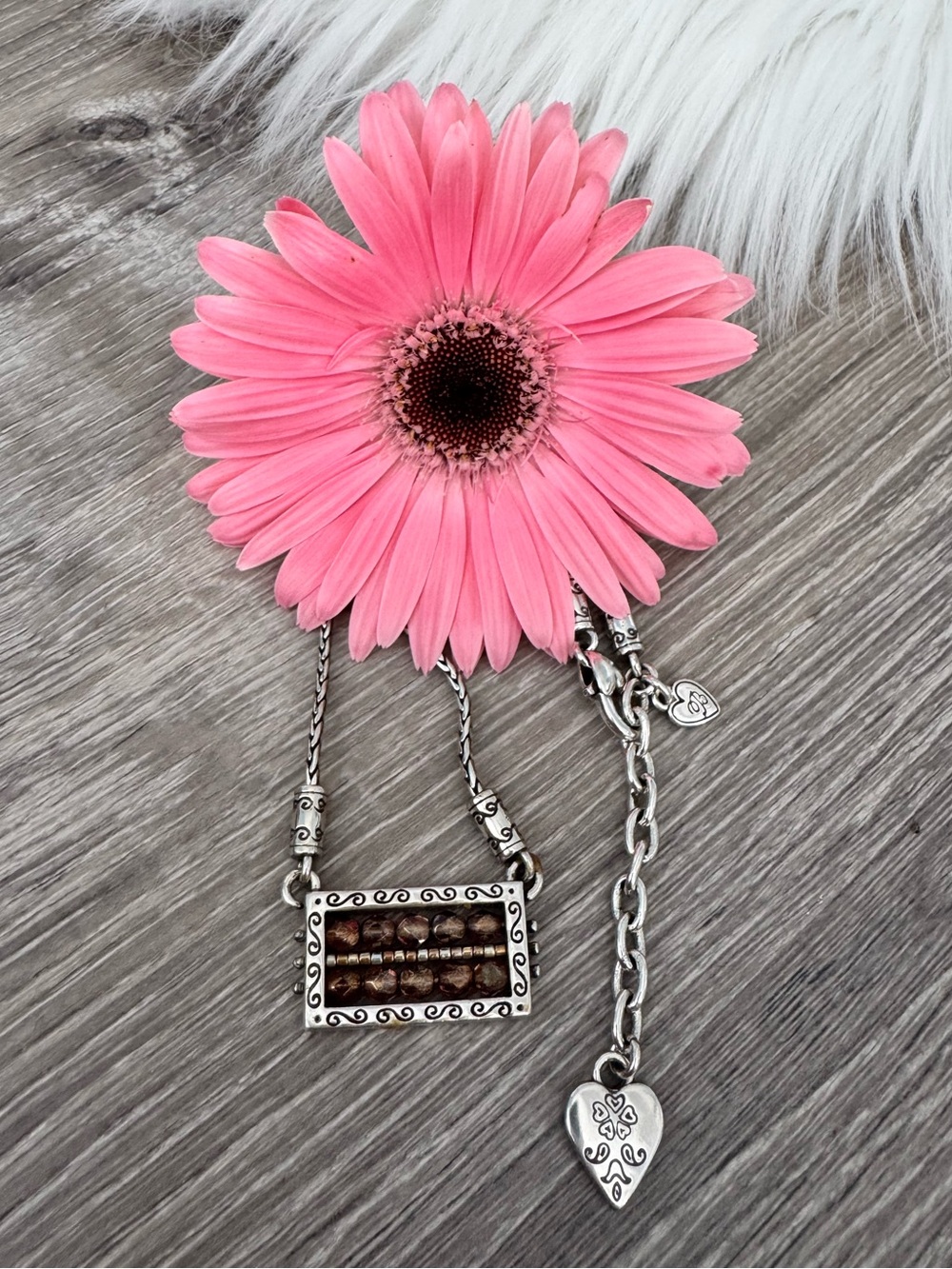 💗 BRIGHTON Retired Rectangle Amber Crystal Pendant Necklace Adjustable